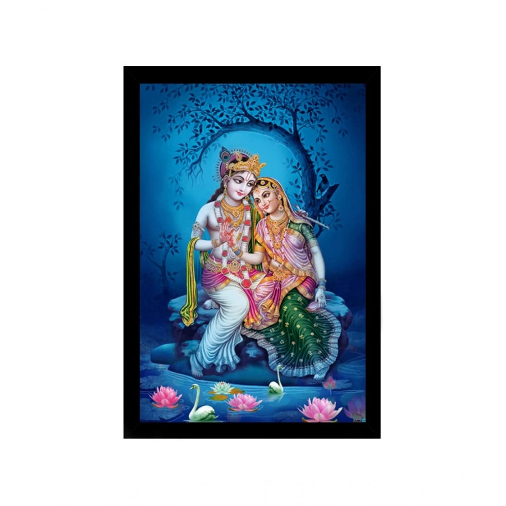 Fashion Radha Krishna Painting with Synthetic Photo Frame (Multicolor)