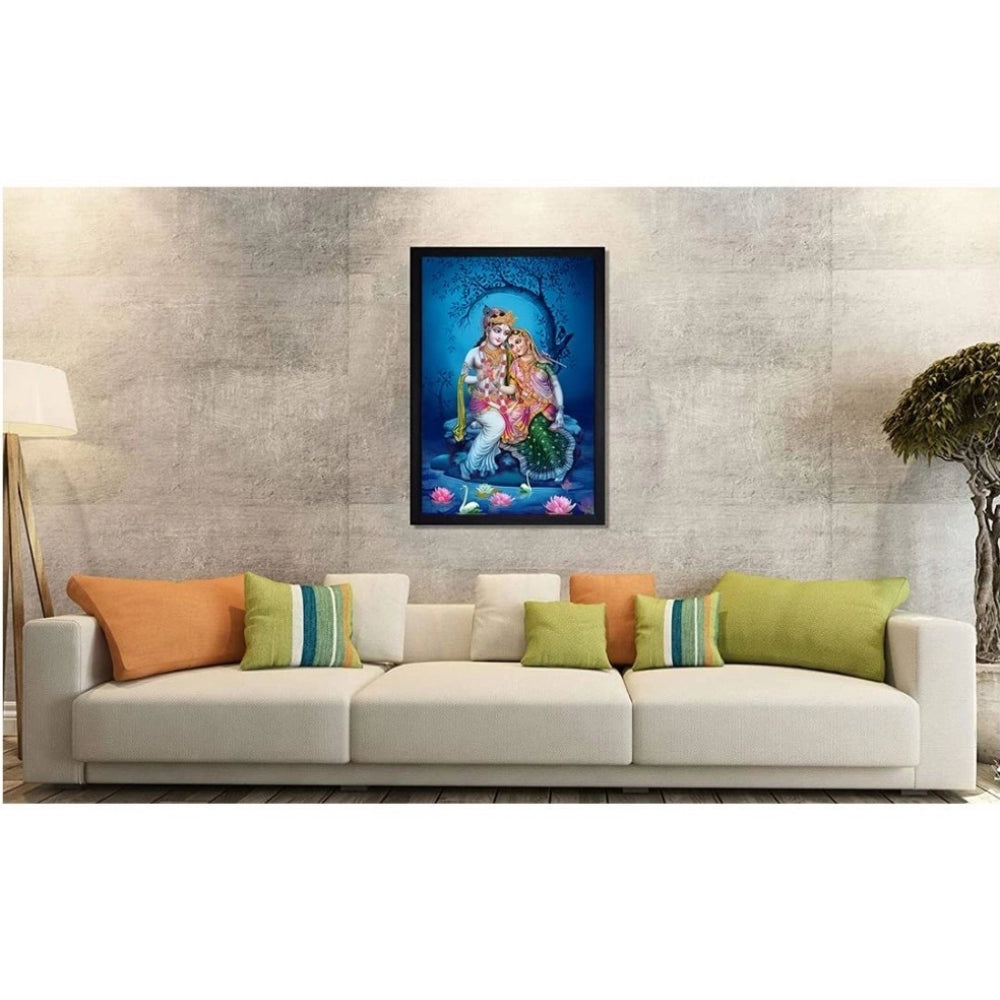 Fashion Radha Krishna Painting with Synthetic Photo Frame (Multicolor)