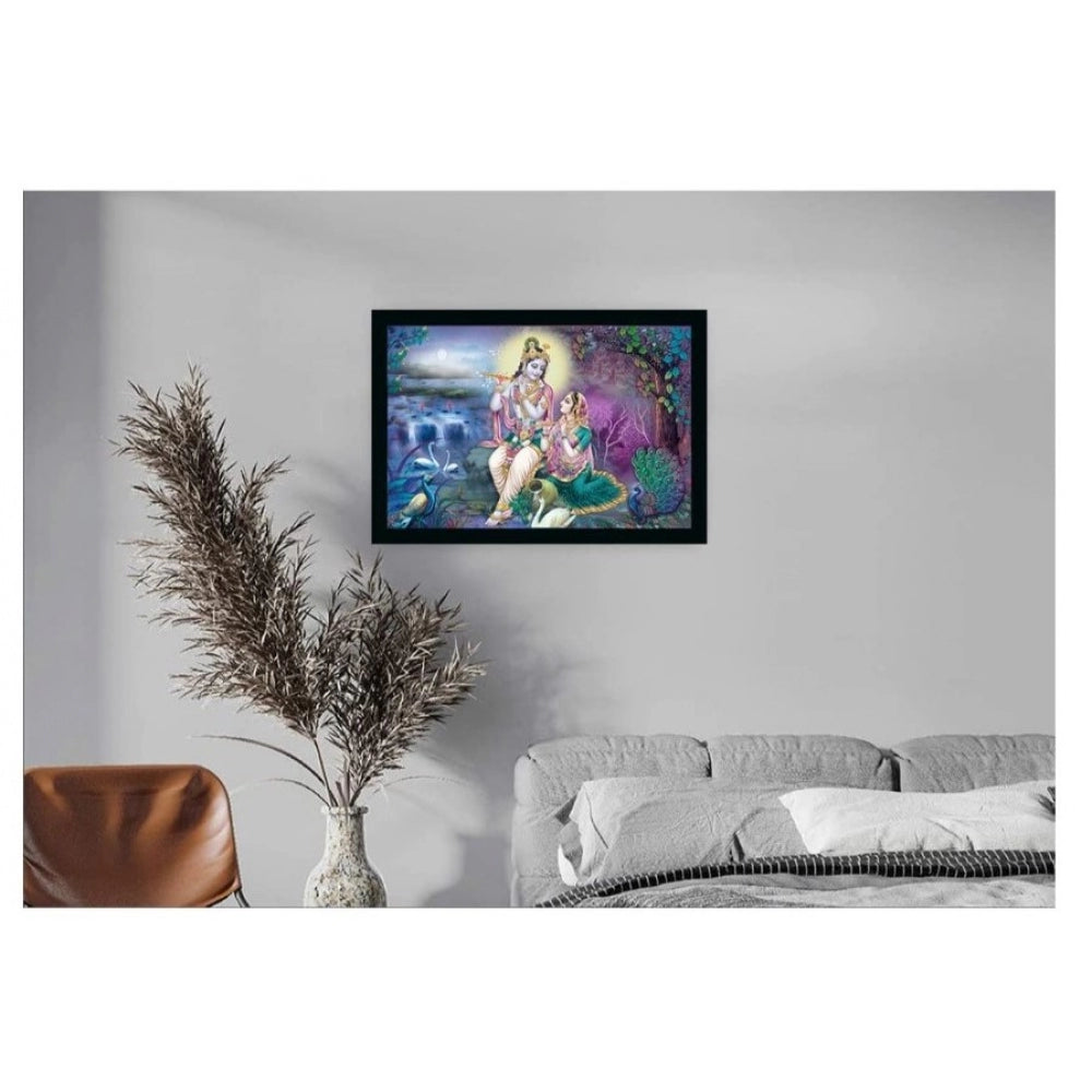 Fashion Radha Krishna Painting with Synthetic Photo Frame (Multicolor)