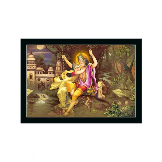 Amfyn Radha Krishna Painting with Synthetic Photo Frame (Multicolor)