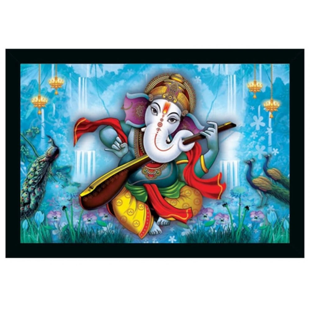 Amfyn Ganesh Photo with Synthetic Photo Frame (Multicolor)
