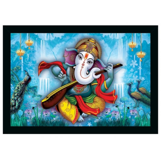 Amfyn Ganesh Photo with Synthetic Photo Frame (Multicolor)