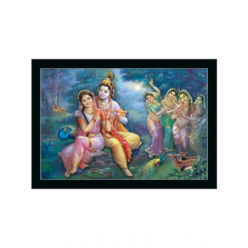 Amfyn Radha Krishna Painting with Synthetic Photo Frame (Multicolor)