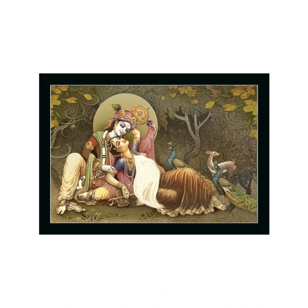 Amfyn Radha Krishna Painting with Synthetic Photo Frame (Multicolor)
