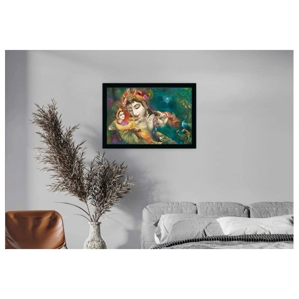 Amfyn Radha Krishna Painting with Synthetic Photo Frame (Multicolor)