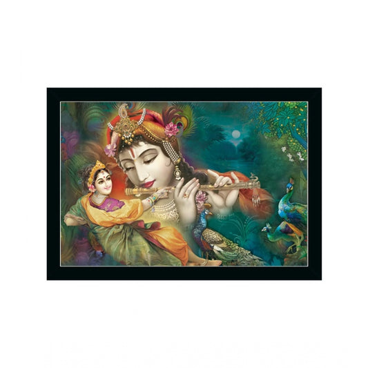 Amfyn Radha Krishna Painting with Synthetic Photo Frame (Multicolor)