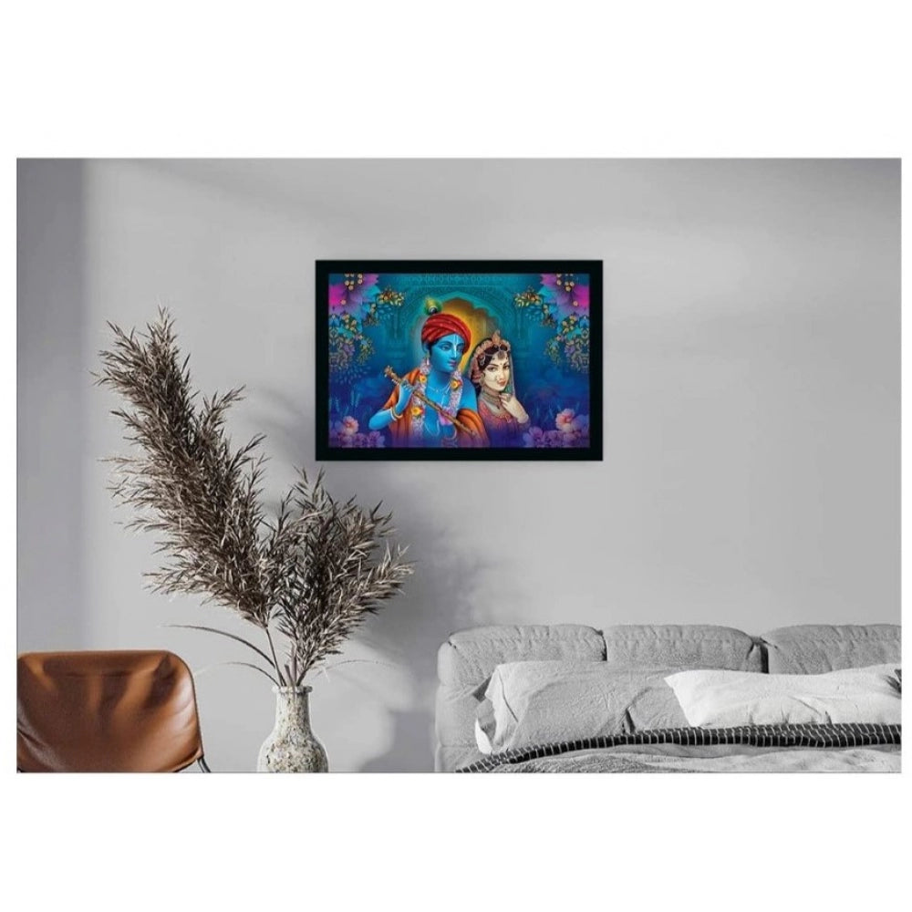 Amfyn Radha Krishna Painting with Synthetic Photo Frame (Multicolor)