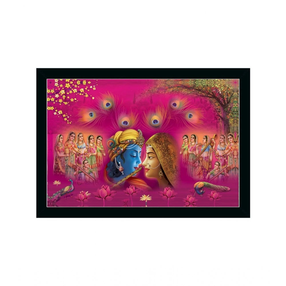 Amfyn Radha Krishna Painting with Synthetic Photo Frame (Multicolor)
