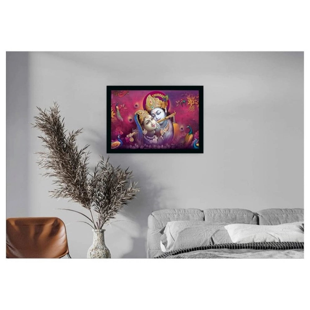 Amfyn Radha Krishna Painting with Synthetic Photo Frame (Multicolor)