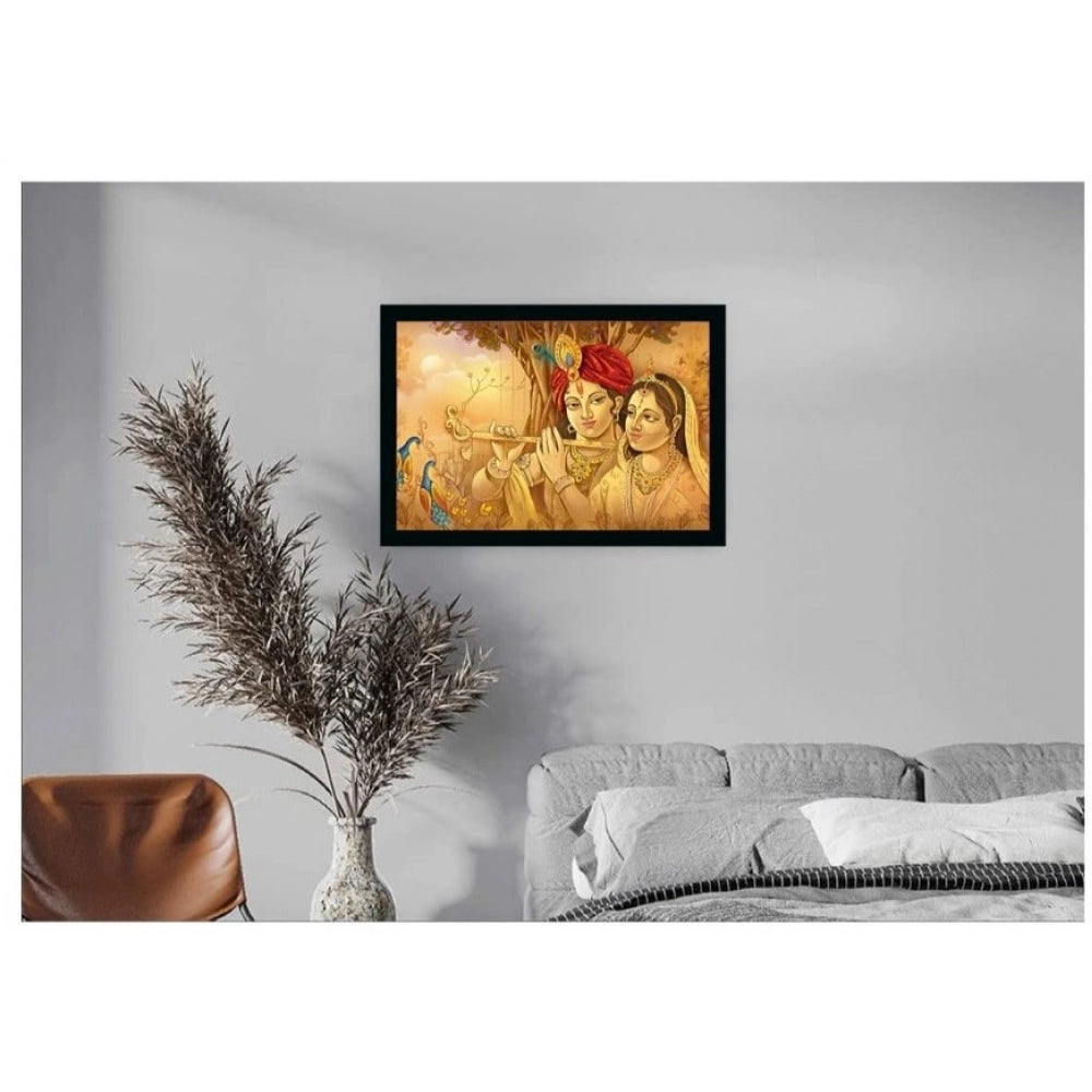 Amfyn Radha Krishna Painting with Synthetic Photo Frame (Multicolor)