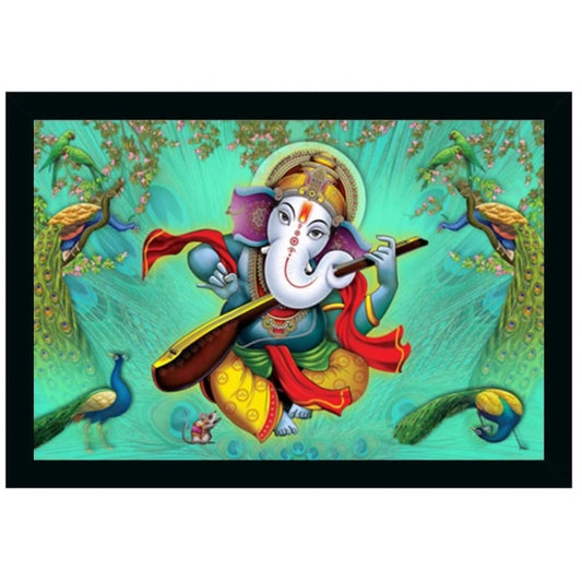 Amfyn Ganesh Photo with Synthetic Photo Frame (Multicolor)