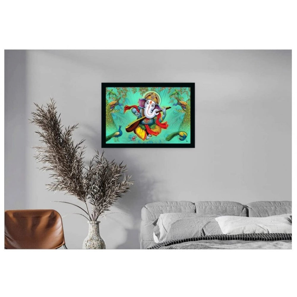 Amfyn Ganesh Photo with Synthetic Photo Frame (Multicolor)