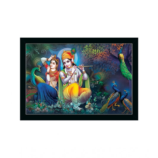 Amfyn Radha Krishna Painting with Synthetic Photo Frame (Multicolor)