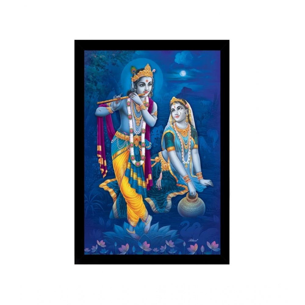 Amfyn Radha Krishna Painting with Synthetic Photo Frame (Multicolor)
