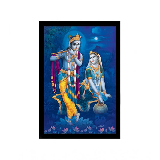 Amfyn Radha Krishna Painting with Synthetic Photo Frame (Multicolor)