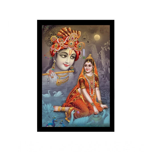 Amfyn Radha Krishna Painting with Synthetic Photo Frame (Multicolor)