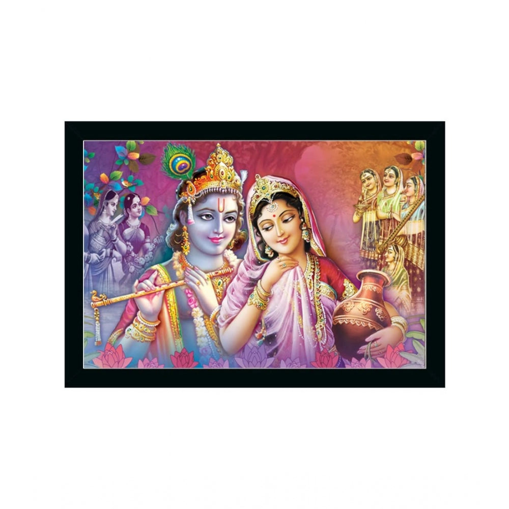 Amfyn Radha Krishna Painting with Synthetic Photo Frame (Multicolor)