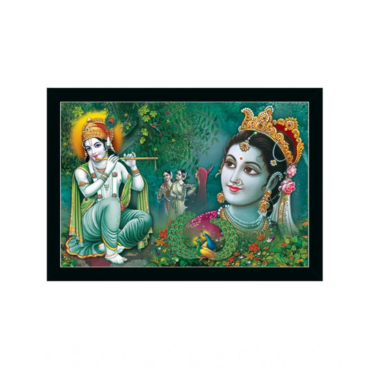 Amfyn Radha Krishna Painting with Synthetic Photo Frame (Multicolor)