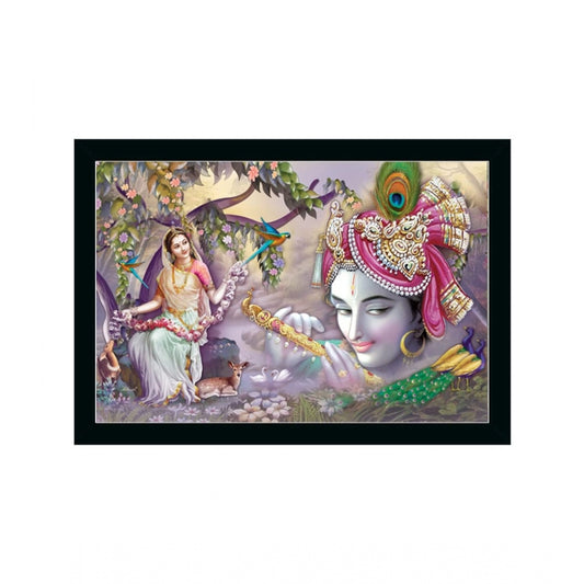 Amfyn Radha Krishna Painting with Synthetic Photo Frame (Multicolor)