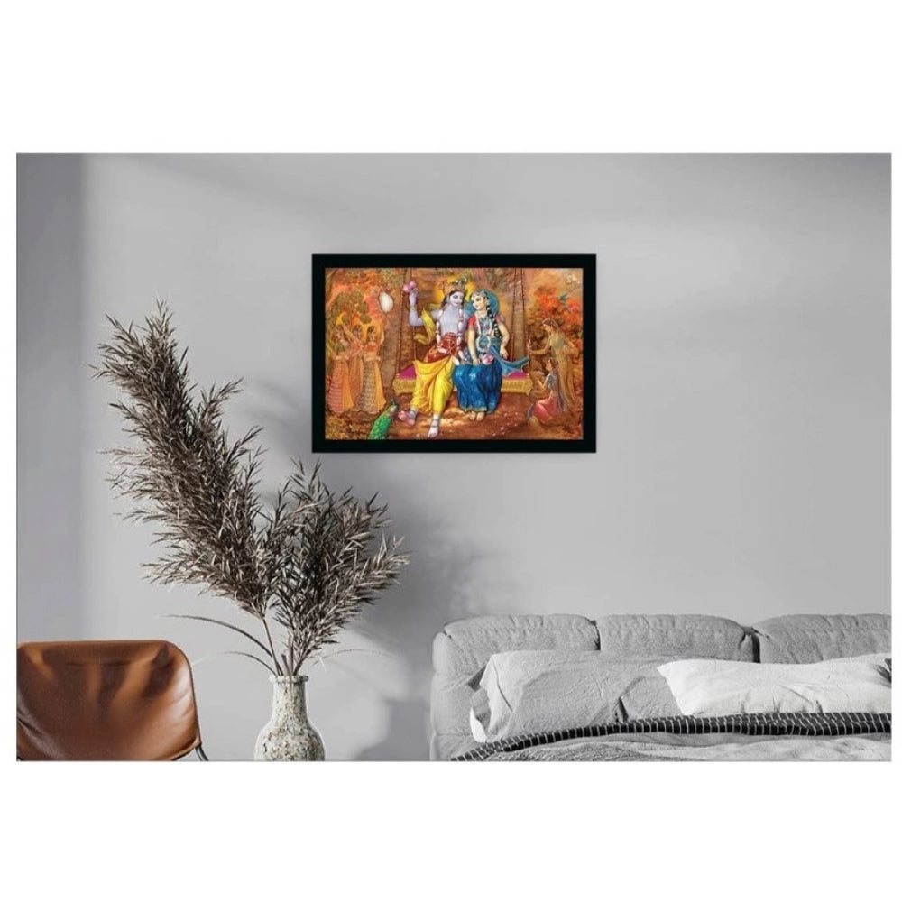 Amfyn Radha Krishna Painting with Synthetic Photo Frame (Multicolor)