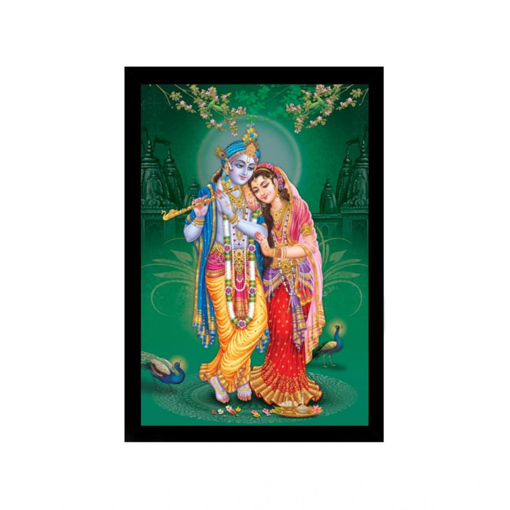 Amfyn Radha Krishna Painting with Synthetic Photo Frame (Multicolor)