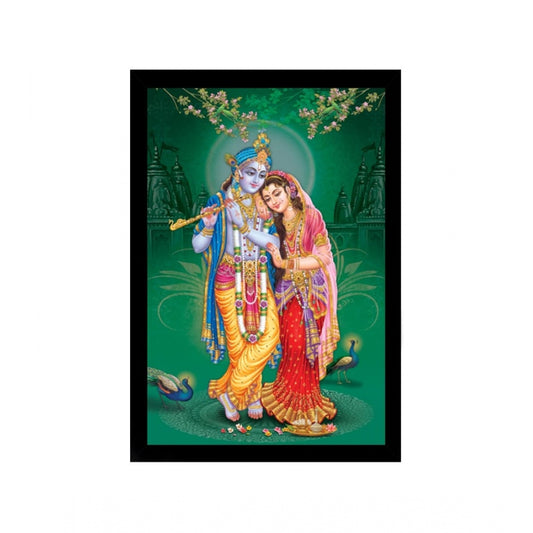 Amfyn Radha Krishna Painting with Synthetic Photo Frame (Multicolor)