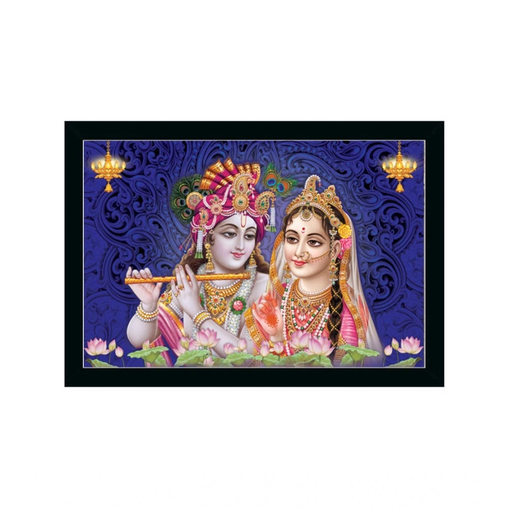 Amfyn Radha Krishna Painting with Synthetic Photo Frame (Multicolor)