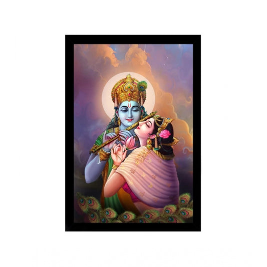 Amfyn Radha Krishna Painting with Synthetic Photo Frame (Multicolor)