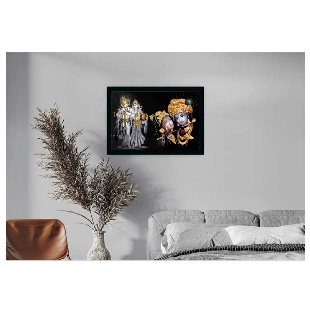 Amfyn Radha Krishna Painting with Synthetic Photo Frame (Multicolor)