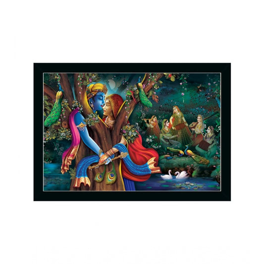 Amfyn Radha Krishna Painting with Synthetic Photo Frame (Multicolor)