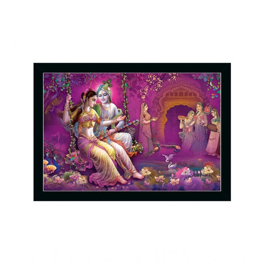 Amfyn Radha Krishna Painting with Synthetic Photo Frame (Multicolor)