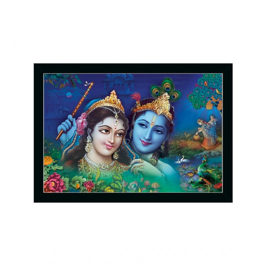 Amfyn Radha Krishna Painting with Synthetic Photo Frame (Multicolor)
