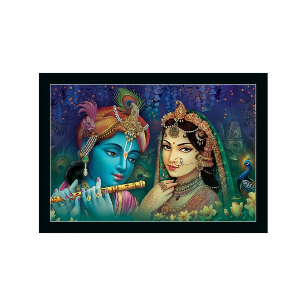 Amfyn Radha Krishna Painting with Synthetic Photo Frame (Multicolor)