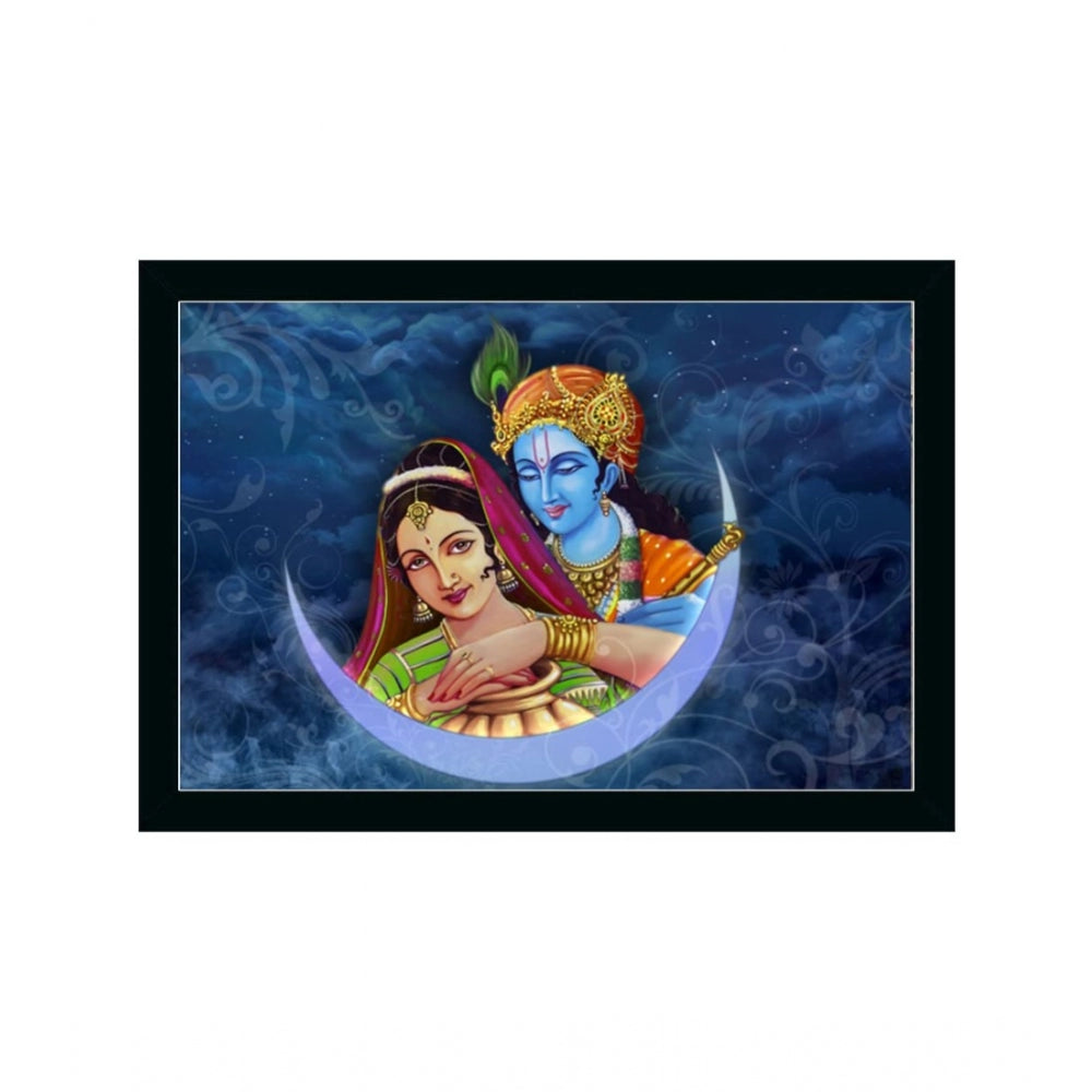 Amfyn Radha Krishna Painting with Synthetic Photo Frame (Multicolor)