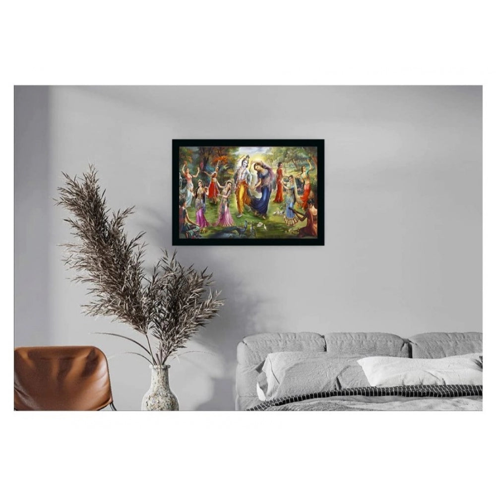 Amfyn Radha Krishna Painting with Synthetic Photo Frame (Multicolor)