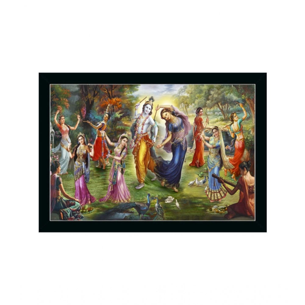 Amfyn Radha Krishna Painting with Synthetic Photo Frame (Multicolor)