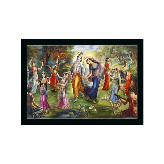 Amfyn Radha Krishna Painting with Synthetic Photo Frame (Multicolor)