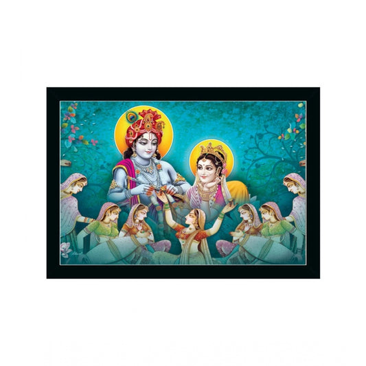 Amfyn Radha Krishna Painting with Synthetic Photo Frame (Multicolor)