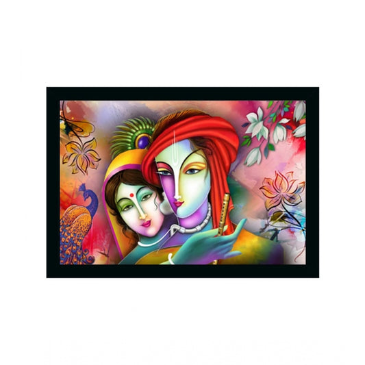 Amfyn Radha Krishna Painting Vinyl Sparkle Coated with Synthetic Photo Frame (Multicolor)