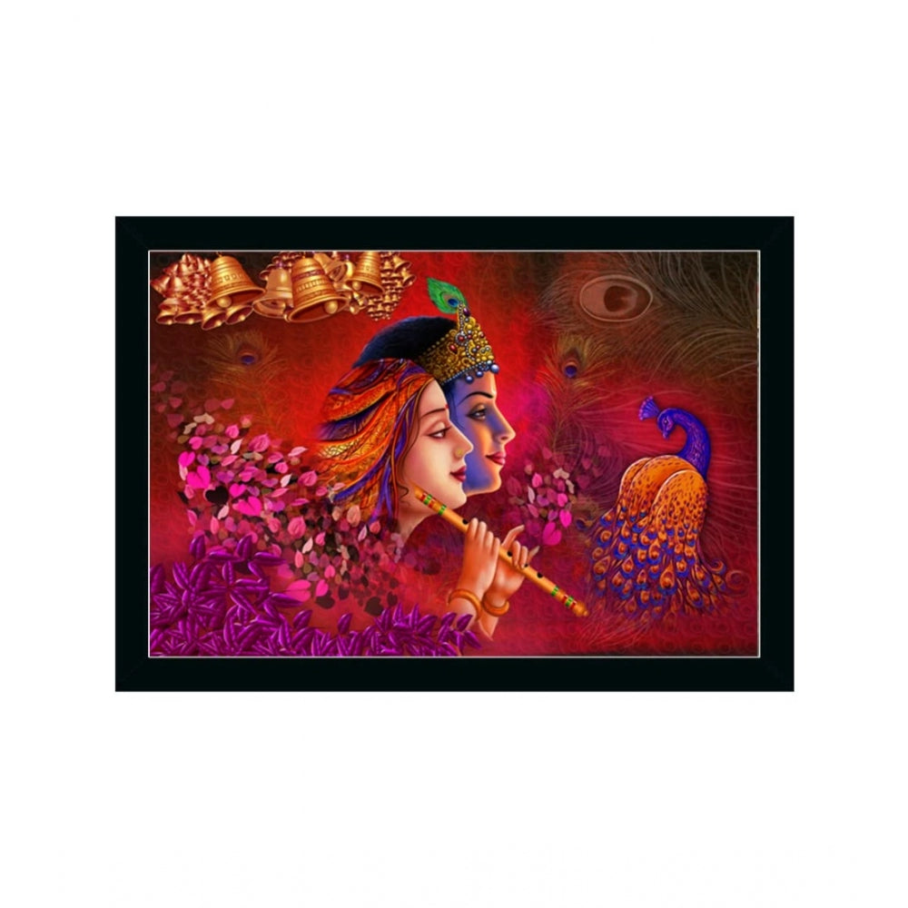 Amfyn Radha Krishna Painting with Synthetic Photo Frame (Multicolor)
