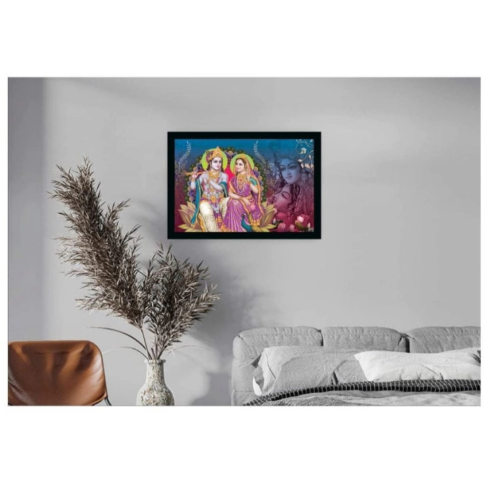 Amfyn Radha Krishna Painting with Synthetic Photo Frame (Multicolor)