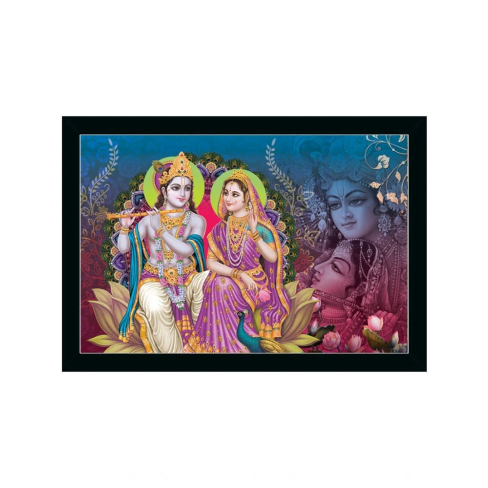 Amfyn Radha Krishna Painting with Synthetic Photo Frame (Multicolor)
