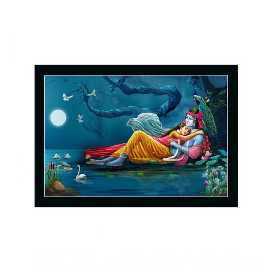 Amfyn Radha Krishna Painting with Synthetic Photo Frame (Multicolor)