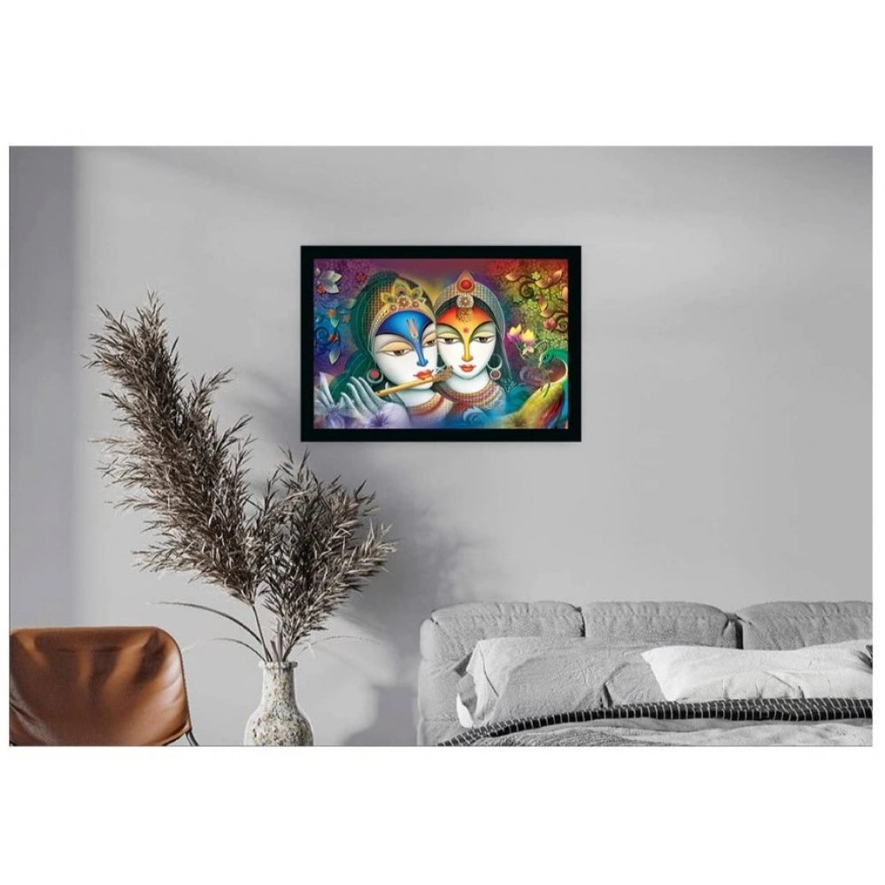 Amfyn Radha Krishna Painting with Synthetic Photo Frame (Multicolor)