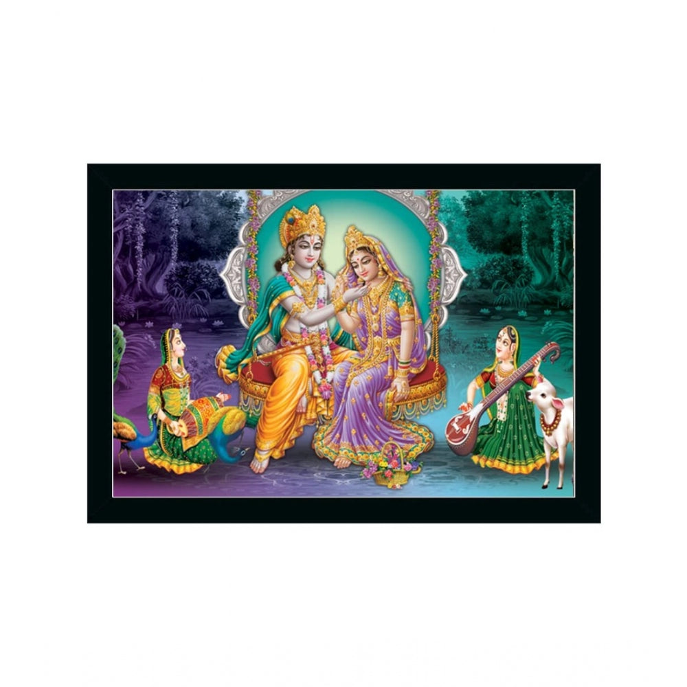 Amfyn Radha Krishna Painting with Synthetic Photo Frame (Multicolor)