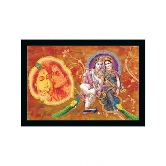 Amfyn Radha Krishna Painting with Synthetic Photo Frame (Multicolor)