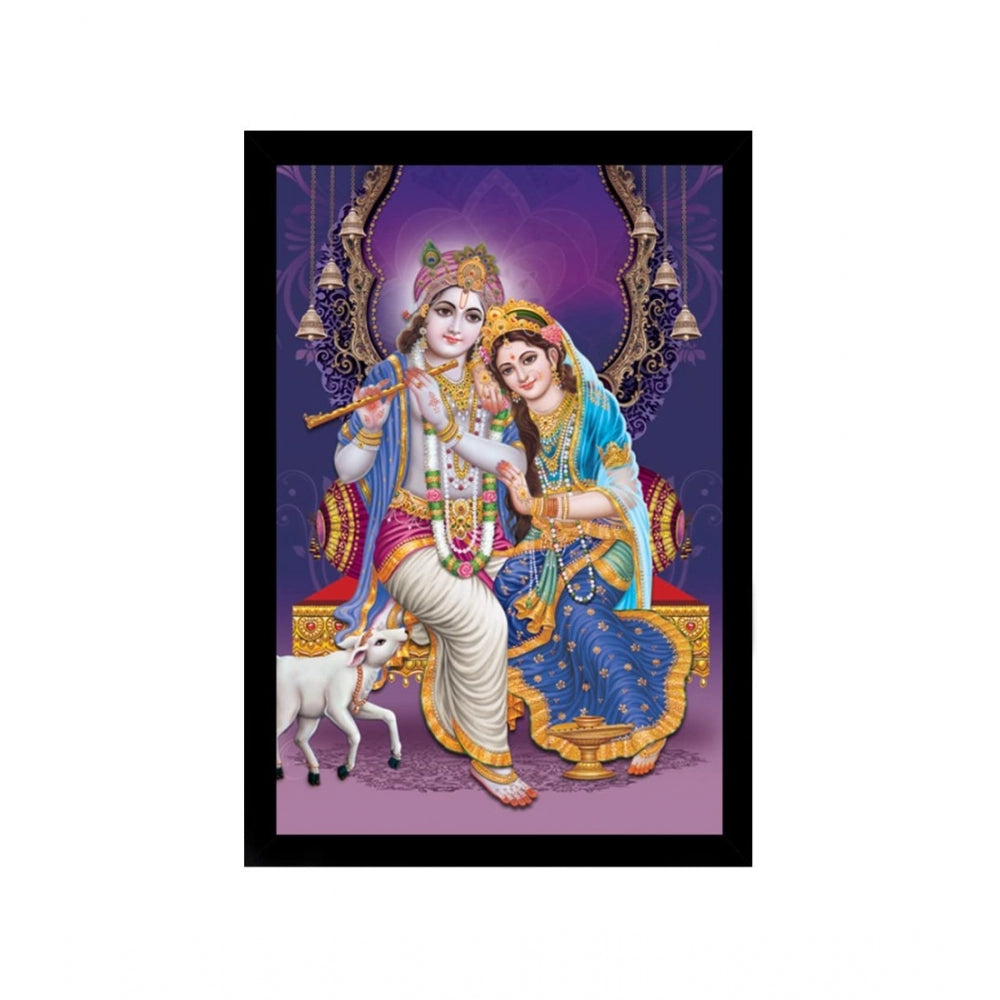 Amfyn Radha Krishna Painting with Synthetic Photo Frame (Multicolor)