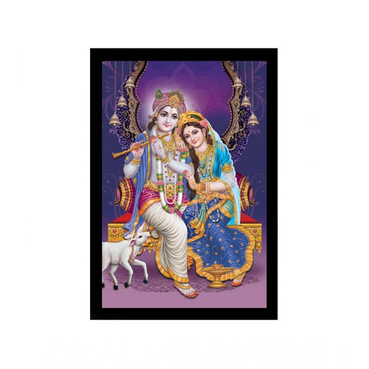 Amfyn Radha Krishna Painting with Synthetic Photo Frame (Multicolor)