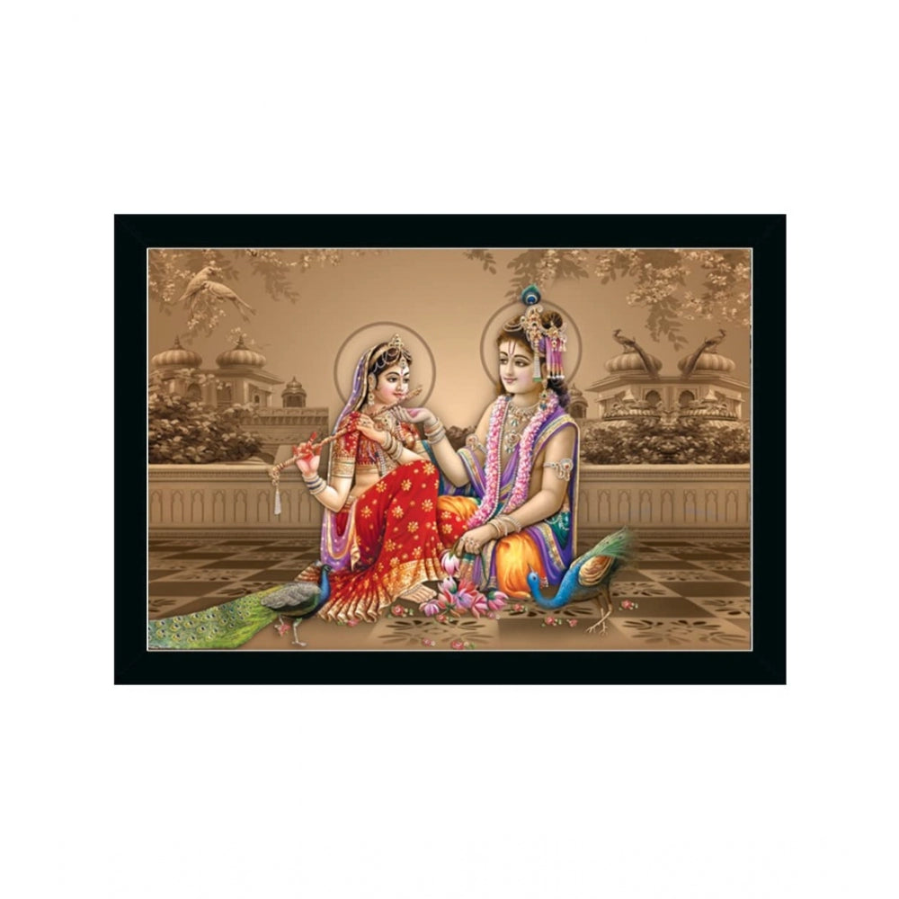Amfyn Radha Krishna Painting with Synthetic Photo Frame (Multicolor)