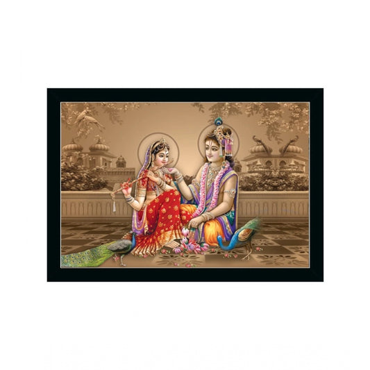 Amfyn Radha Krishna Painting with Synthetic Photo Frame (Multicolor)